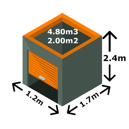 Storage Unit No. 13 - 4.8m3 / 2.0m2 [1.2m Wide x 1.7m Deep  x 2.4m High] - Per month